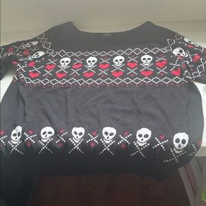 Torrid Black and Red Skull Sweater